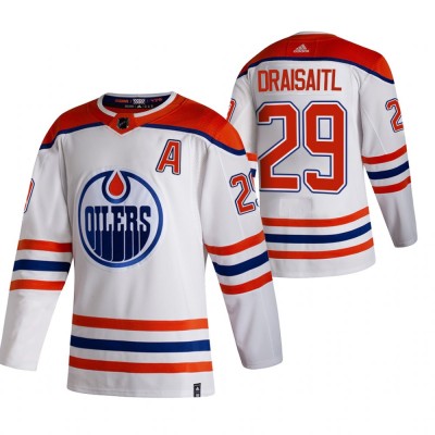 Edmonton Oilers #29 Leon Draisaitl White Men's Adidas 2020-21 Reverse Retro Alternate NHL Jersey Men's